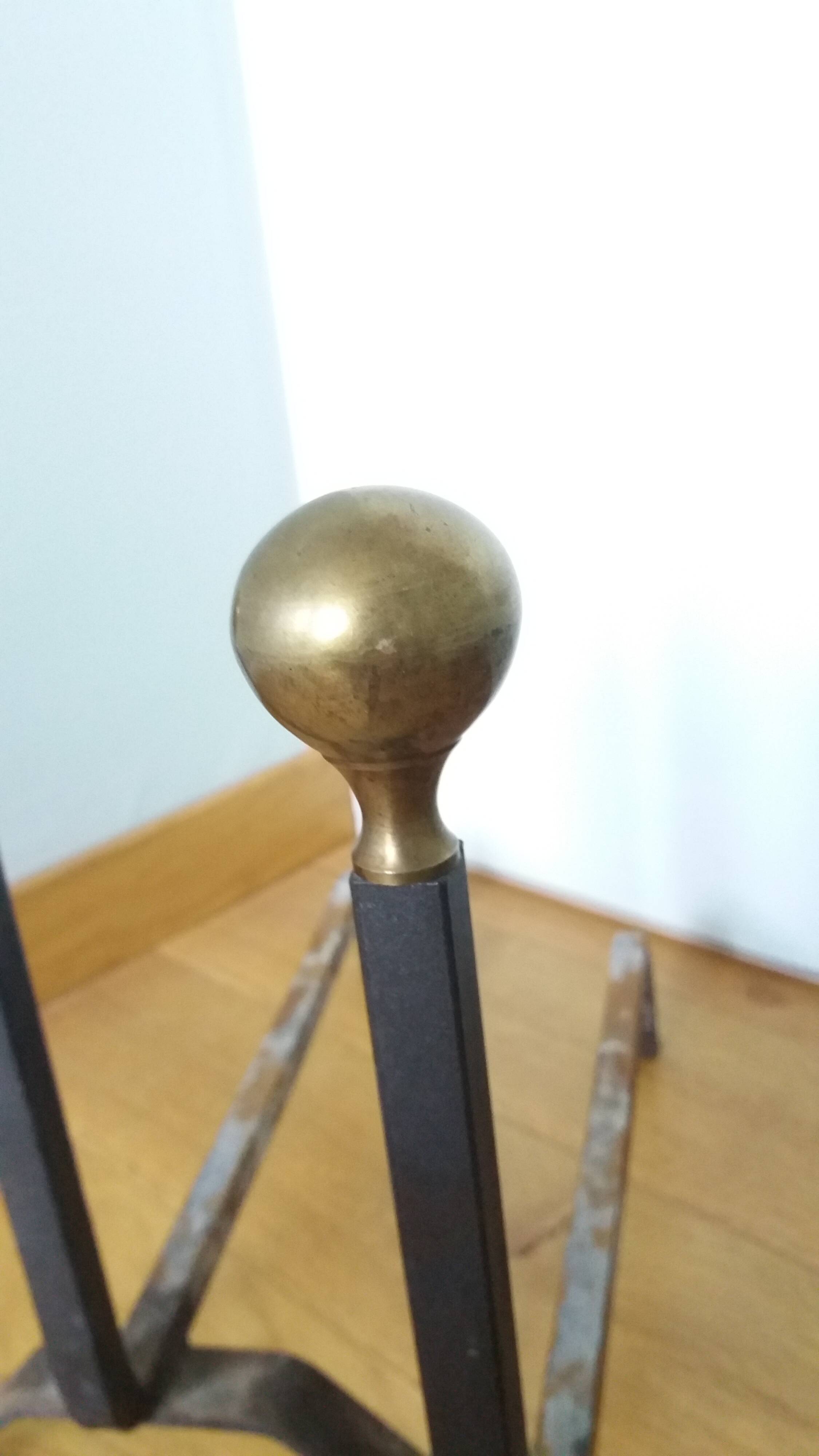 Chenets de cheminée tête laiton ou bronze