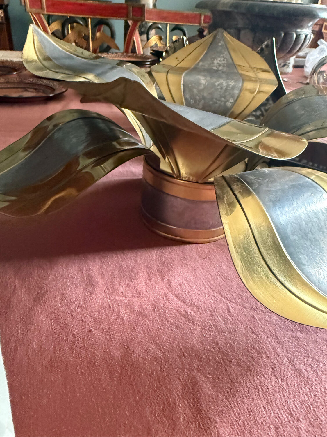 Lotus wall light or ceiling light by Henri Fernandez, Maison Honoré, 1970s.