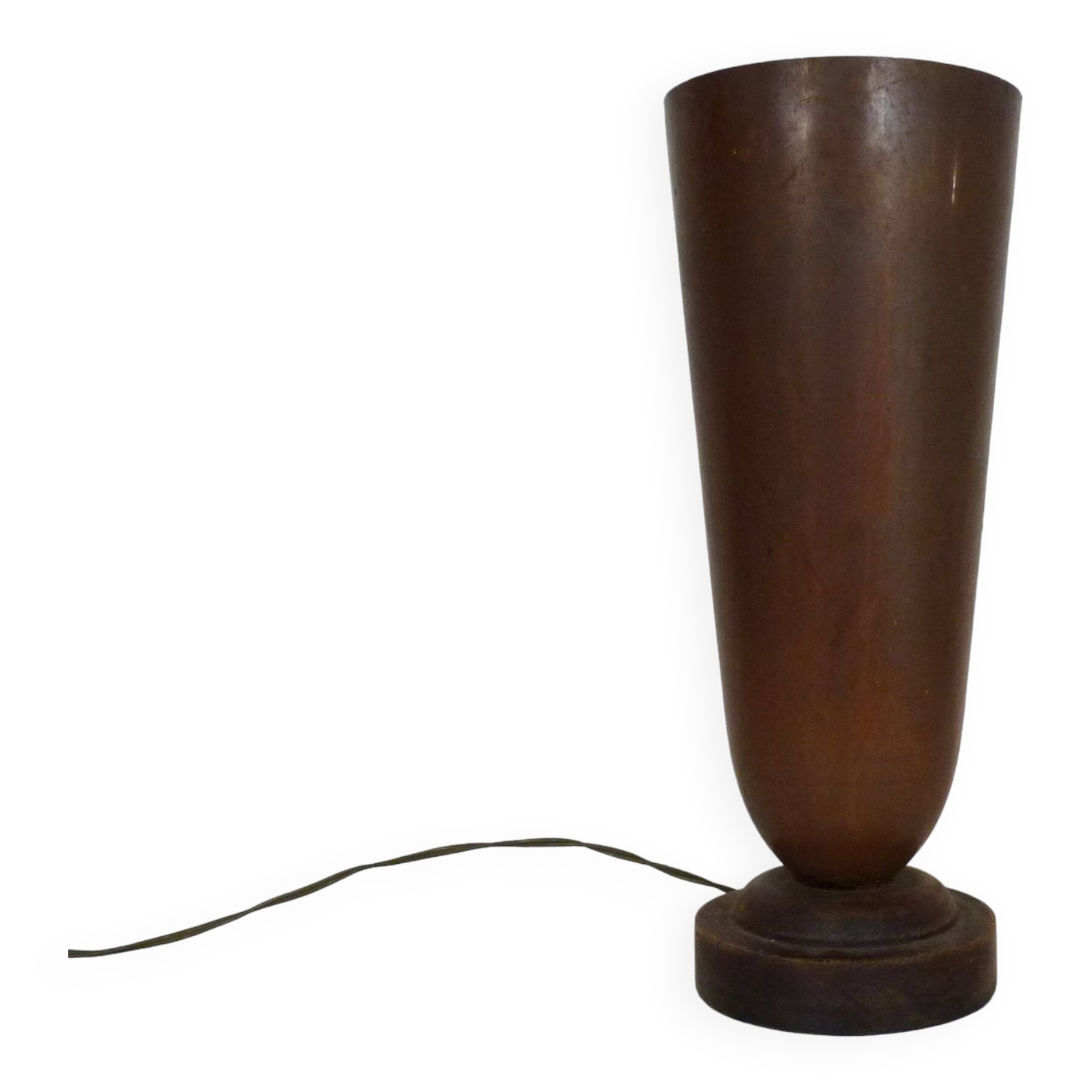 Large Art Deco Basin Lamp 1930 copper and wooden base