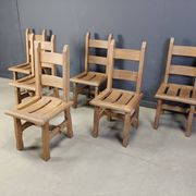Vintage oak  brutalist dining chairs, 1960s