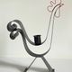 Vintage suede metal rooster-shaped candlestick