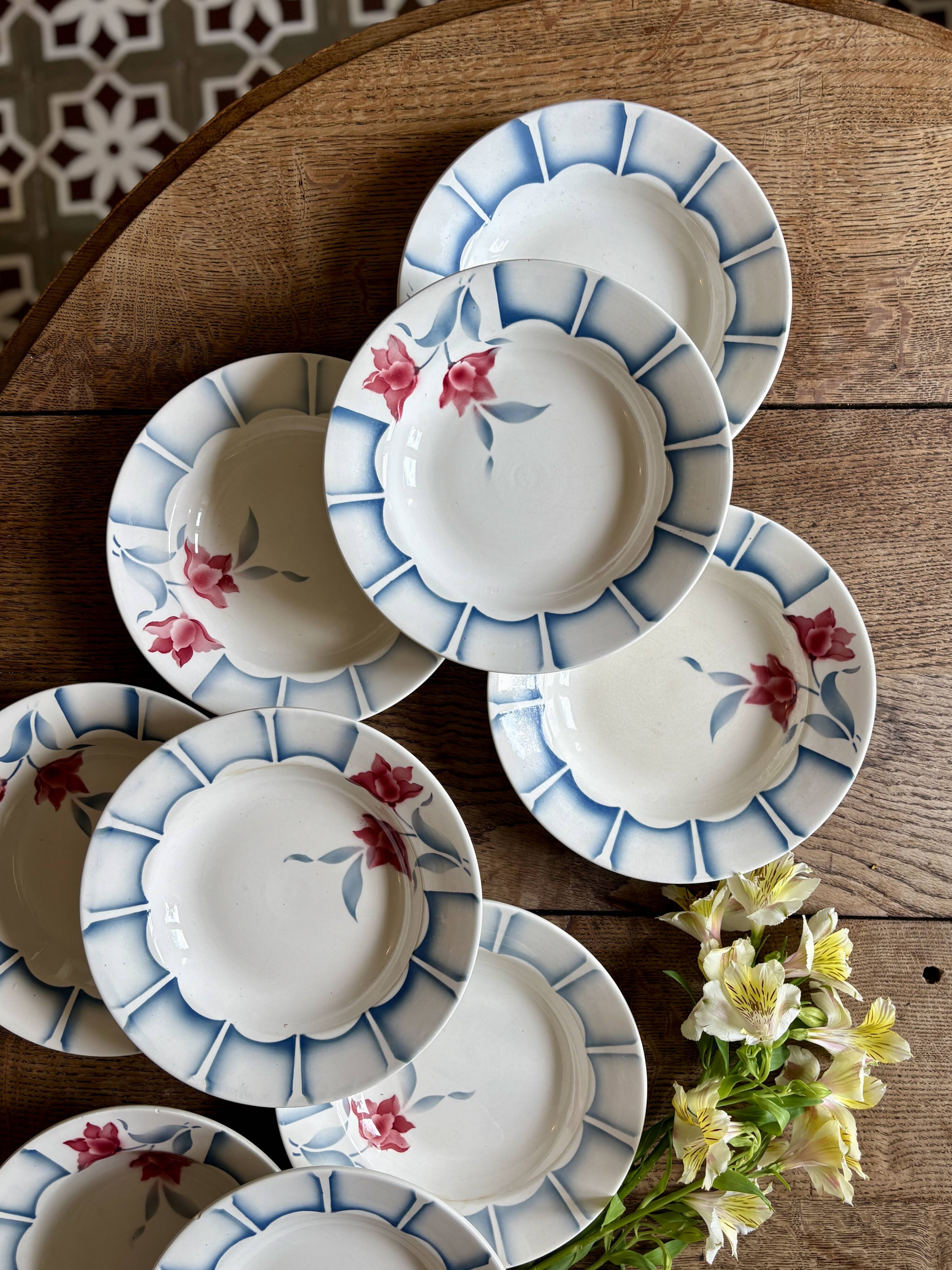 Set of 10 vintage deep plates from Digoin.