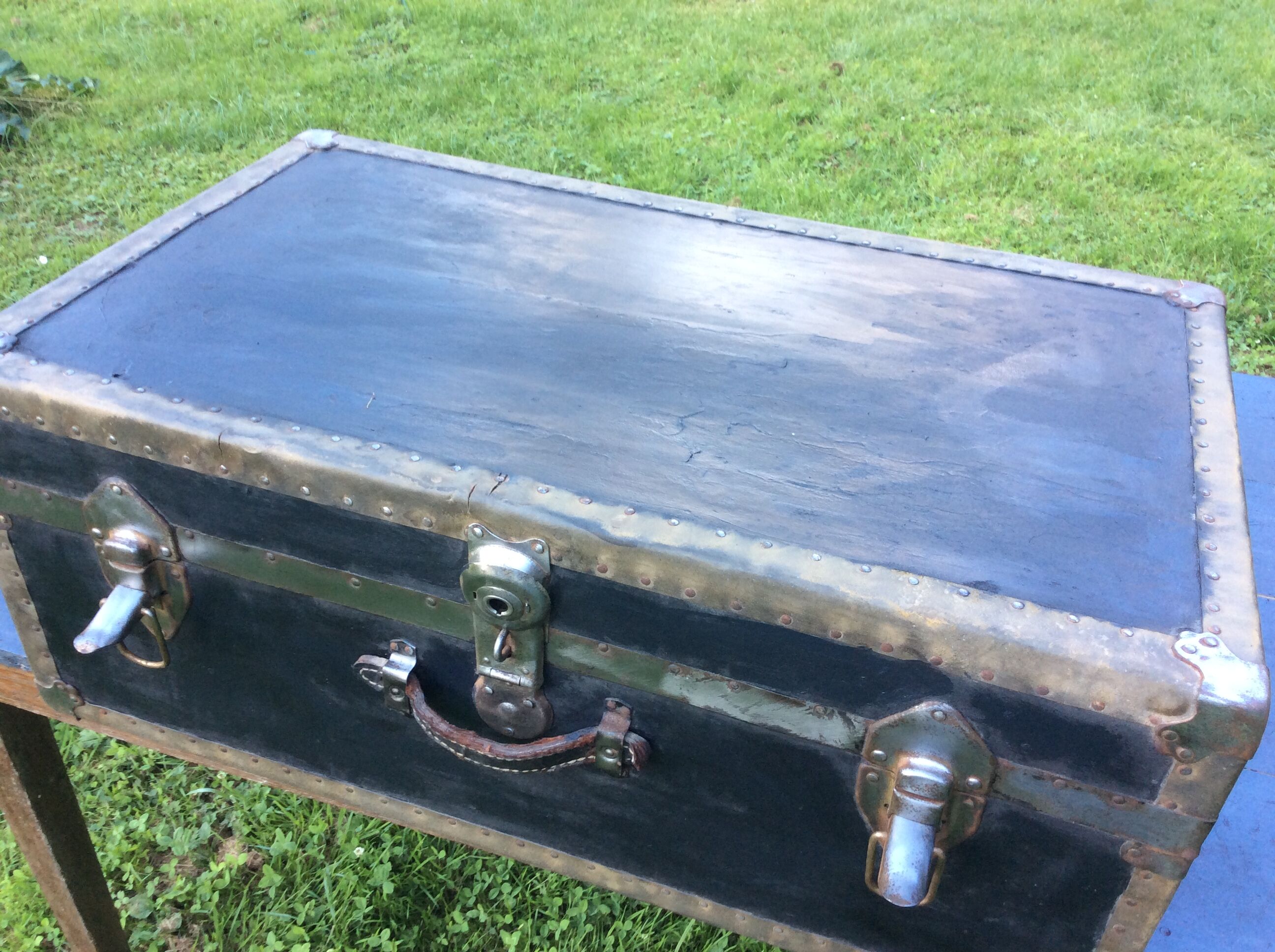 Beautiful renovated leather trunk