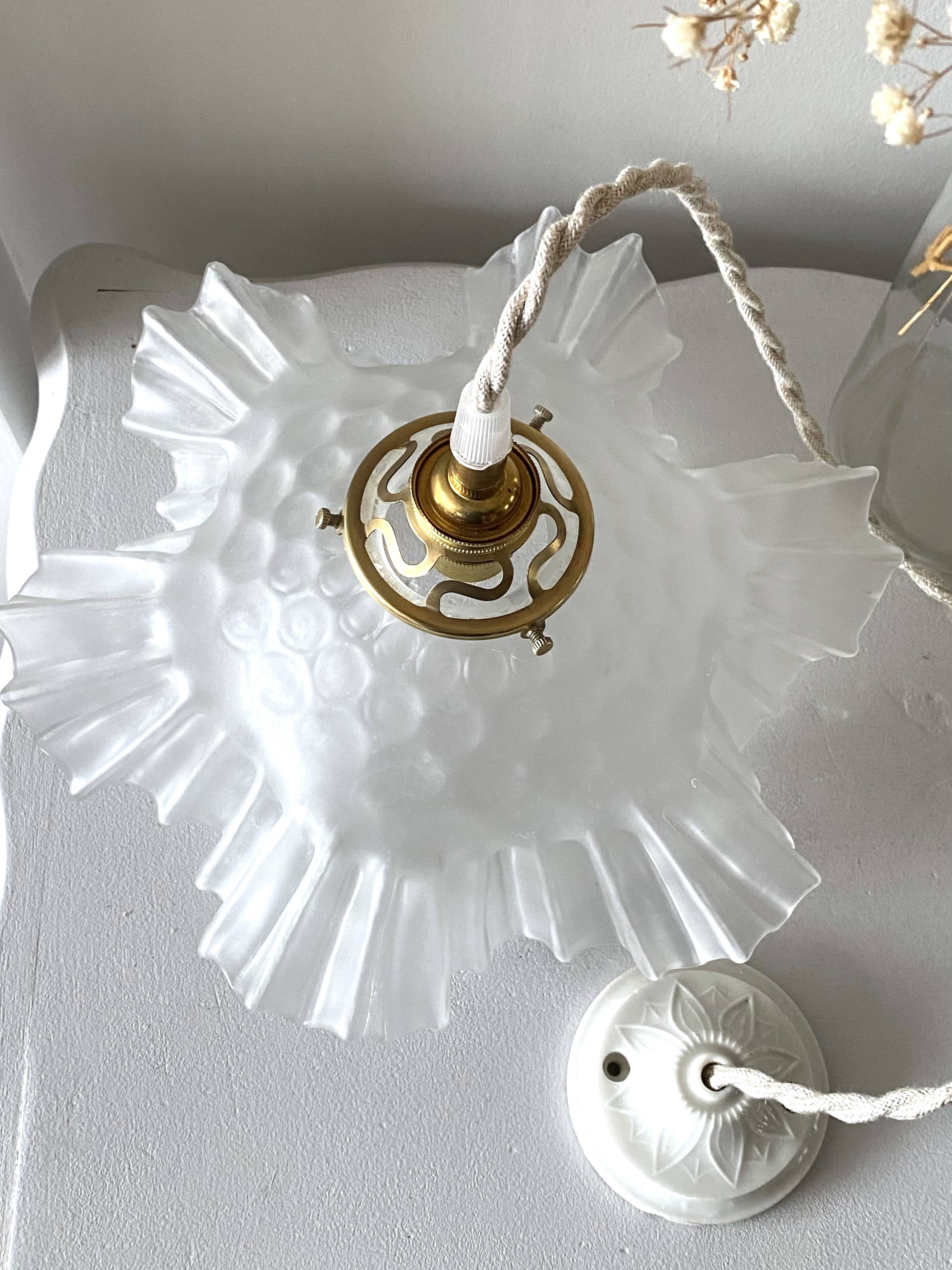 Antique pleated pendant light