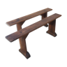 Pair of farm benches in rustic oak