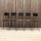 Set of 5 chairs in wood and black lacquered metal