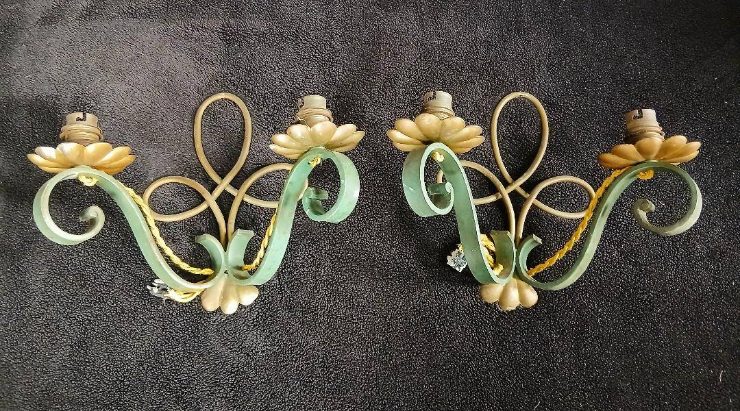 Art Deco wrought iron appliques in the style of Leleu 1940.