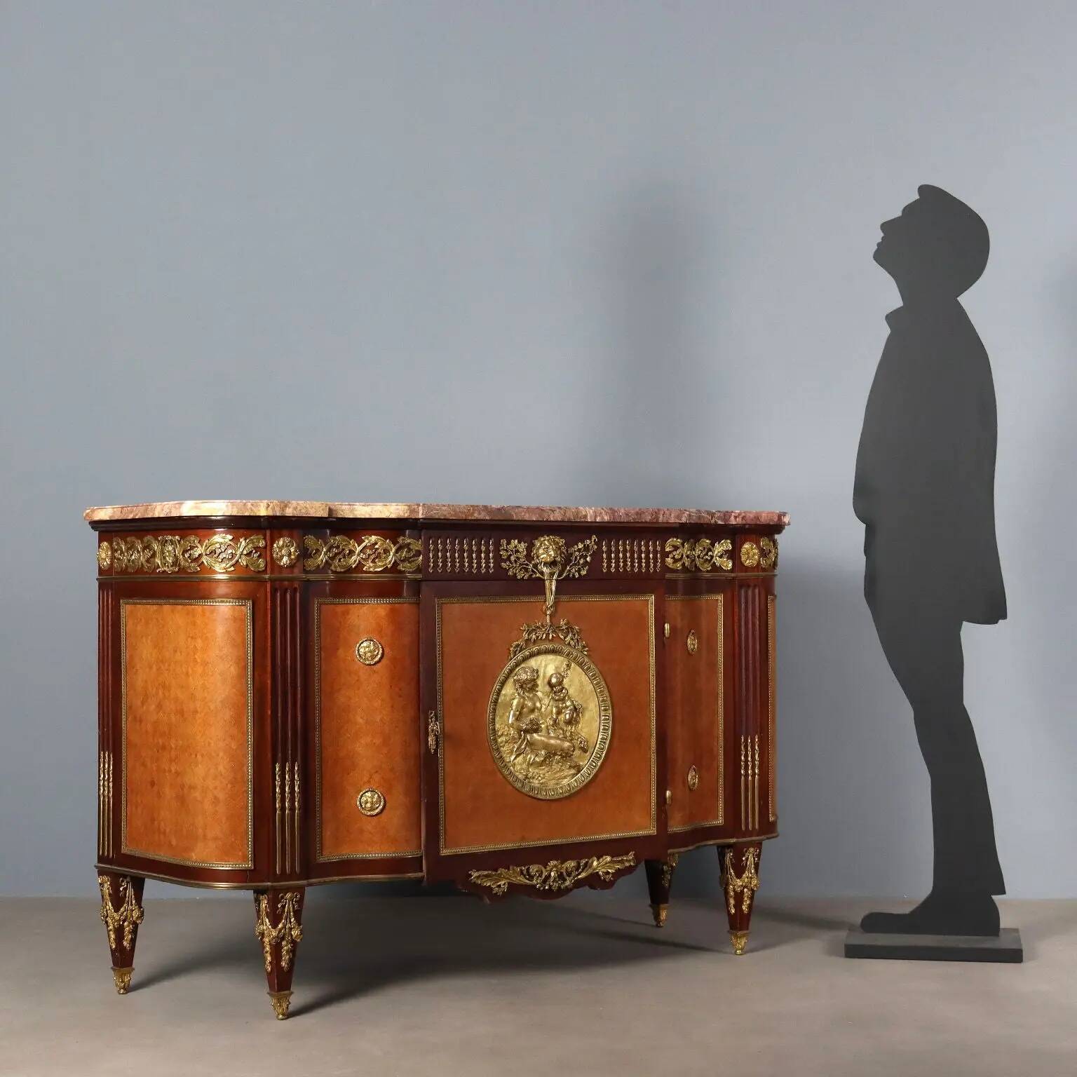 Louis XVI-style buffet in mahogany and gilded bronze, 20th century.