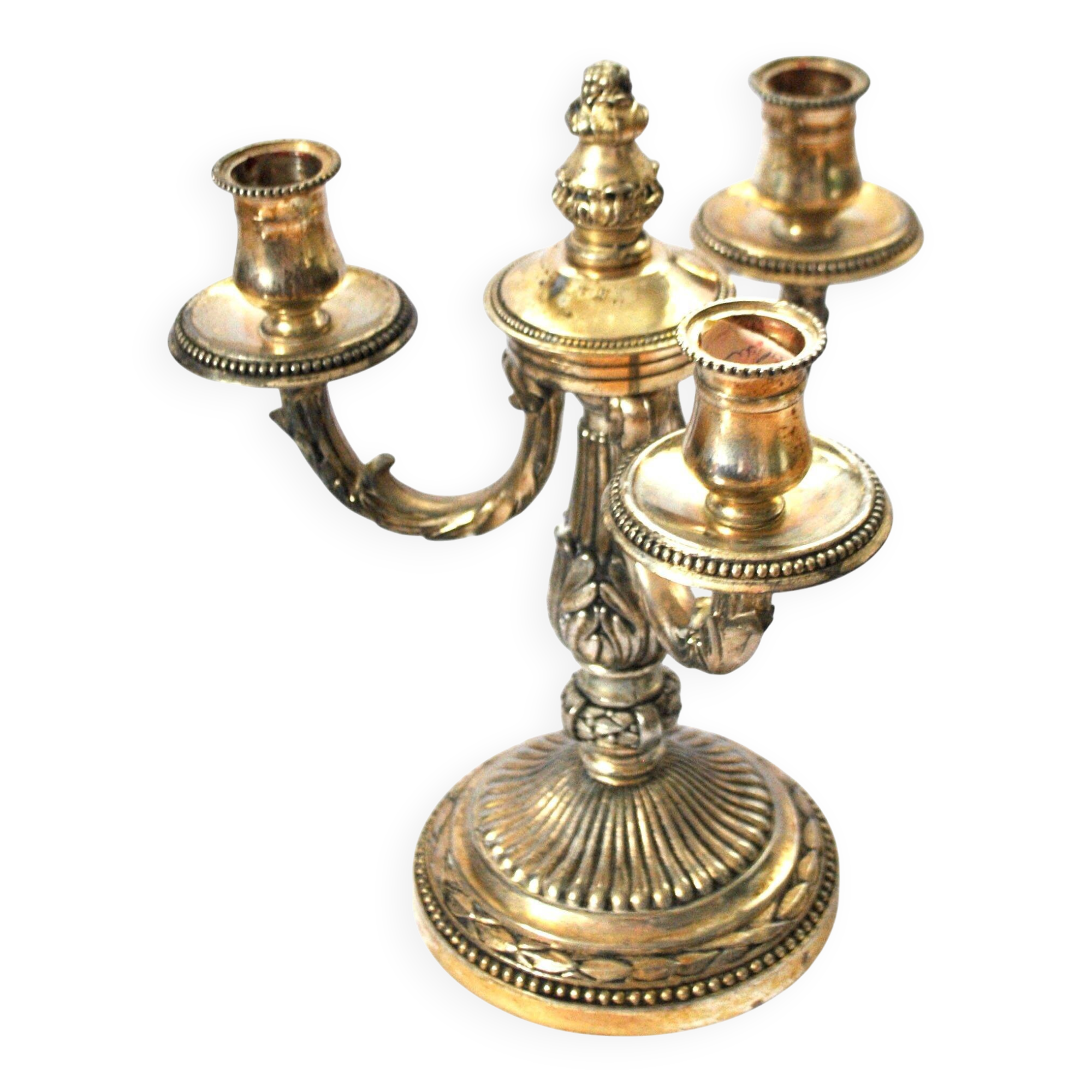 Vintage candlestick holder - 3-light metal candelabra