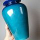 Vintage vase Dinis Portugal in turquoise and cobalt blue ceramic, 1970s.