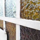 Workshop door 258,4x98,5cm in iron and colored cathedral glasses