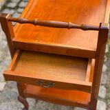 Louis XV solid wood serving trolley with bottle rack and drawer