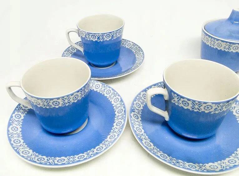 DGS Wałbrzych sugar bowl set with 6 cups