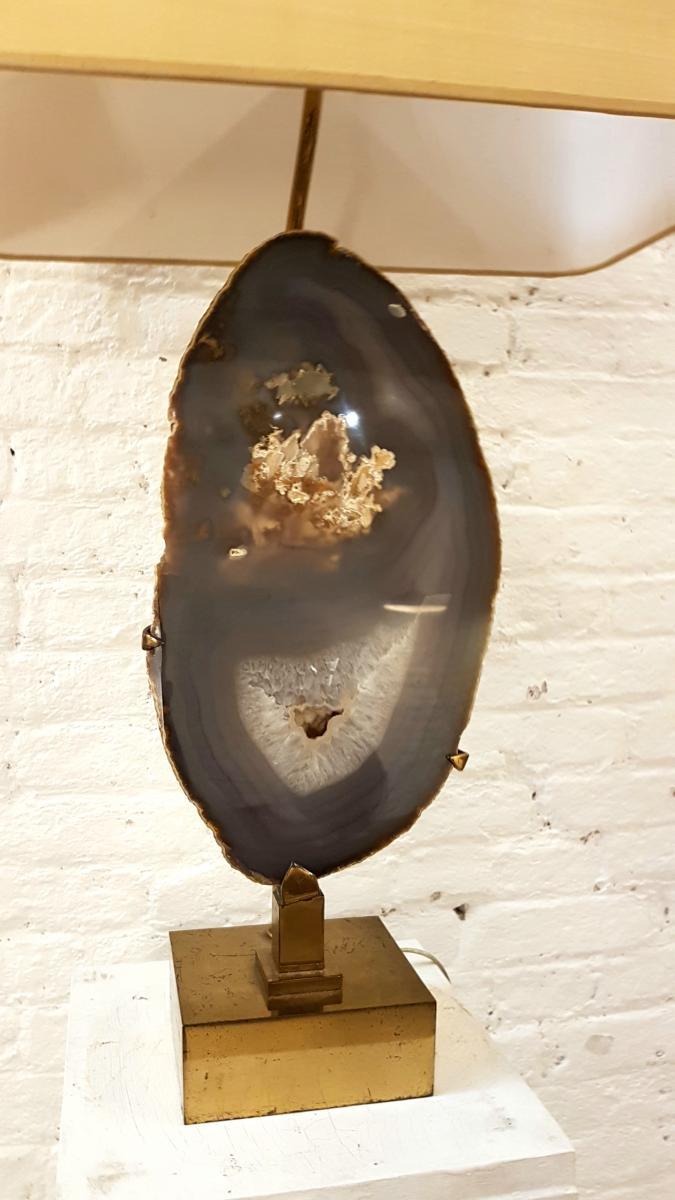 Gilded brass and agate desk lamp by Willy Daro 1980s