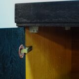 Large Brutalist Black Highboard with Red Accents Belgium 60s