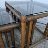 Rattan nesting table