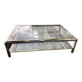 Table basse en laiton doré et chromé