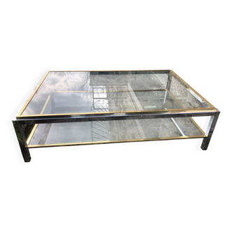 Table basse en laiton doré et chromé