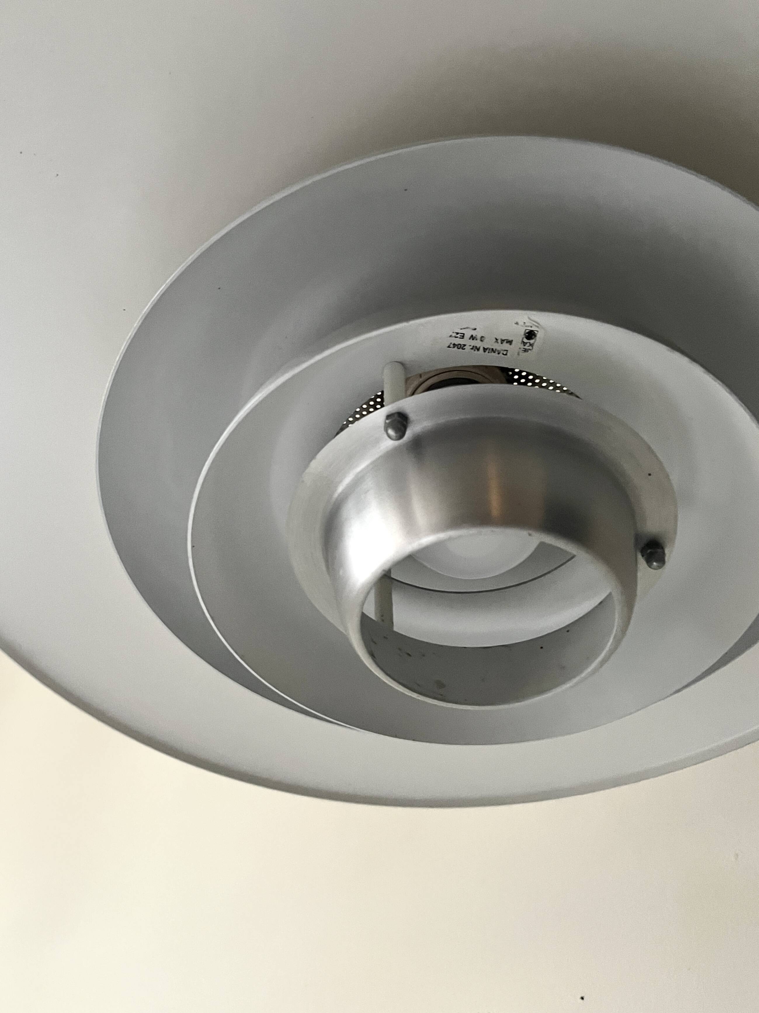 Danish suspension light JEKA in chrome metal, design Denmark 1970.