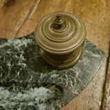 Ancien encrier, base marbre et encriers (x2)  en bronze ciselé, 19ème