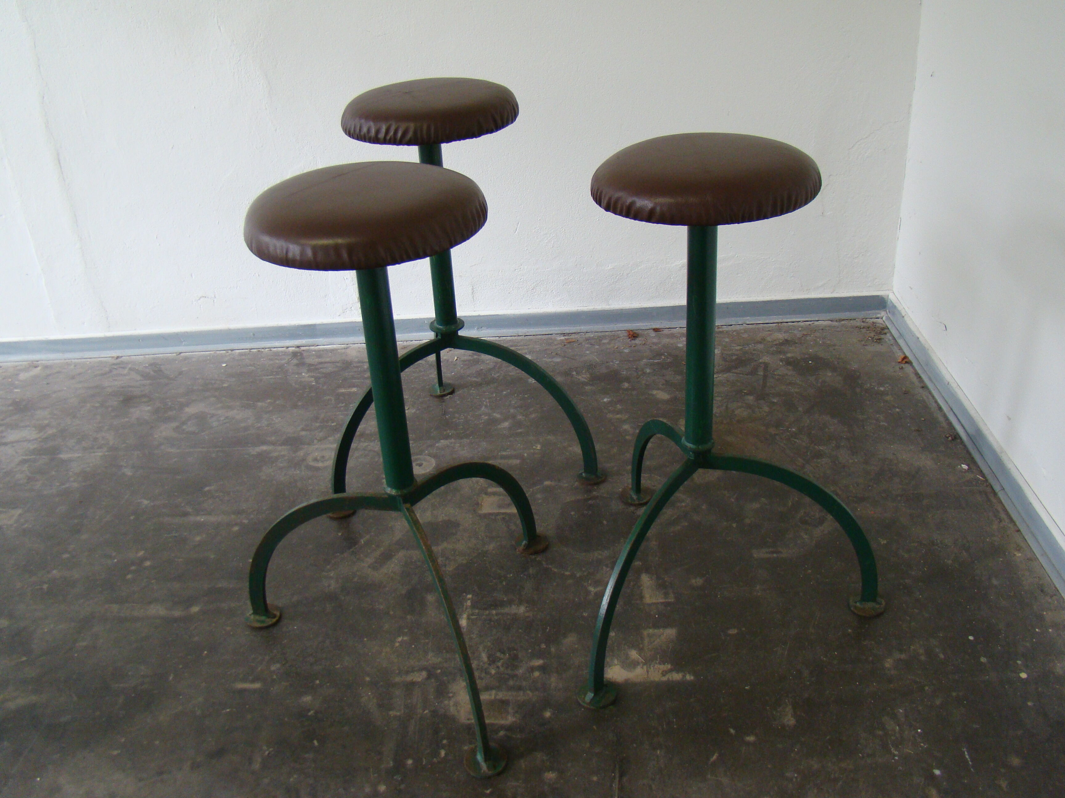 Set of 3 Industrial heavy weight bar stools