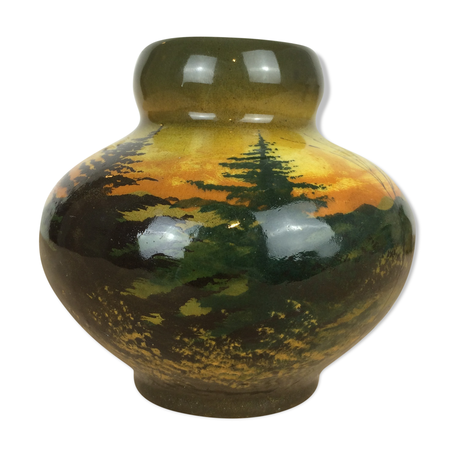 Vase ceramic ball decorations fir trees