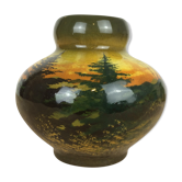 Vase boule céramique décors sapins