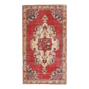 Vintage Turkish Oushak Handmade Wool Cotton Red Area Rug 130x240