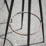 Set of 4 bar stools, metal and imitation leather stool, high stool