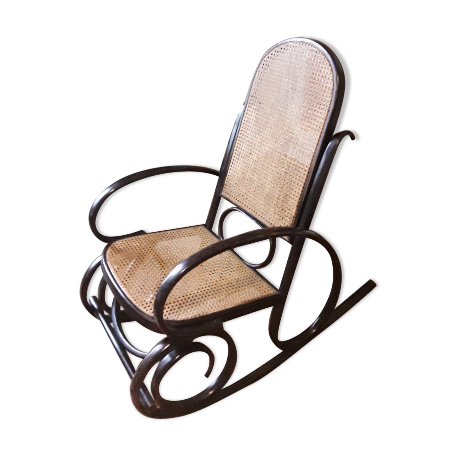 Vintage canneal rocking-chair