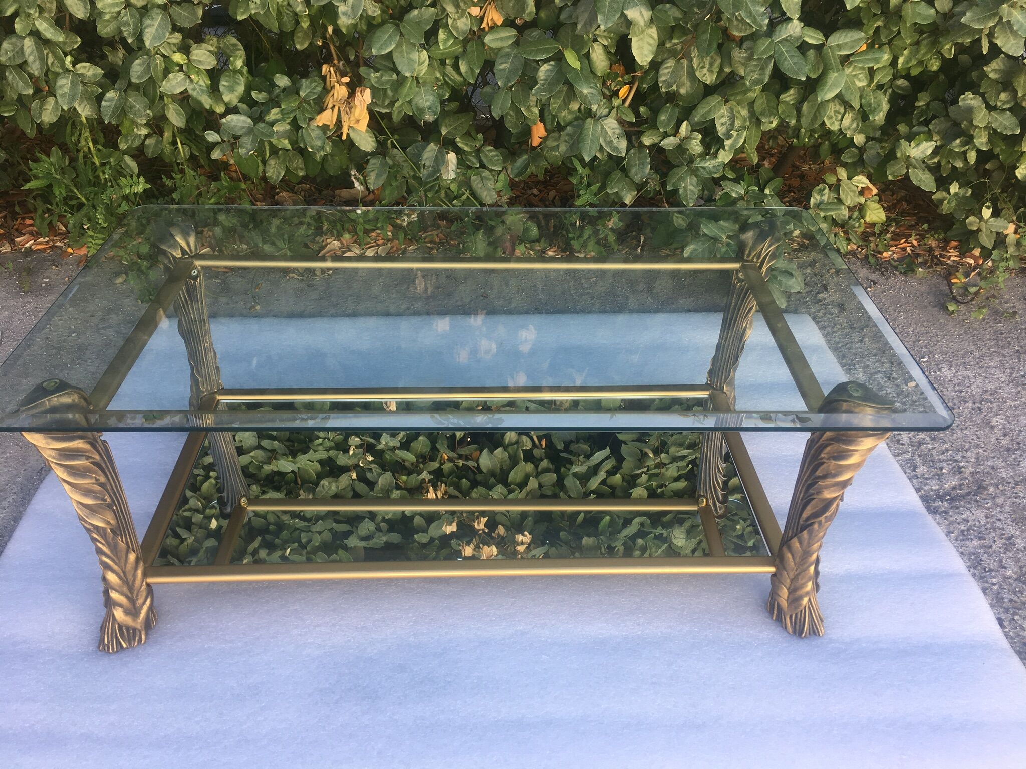 Table basse à deux plateaux verre et miroir