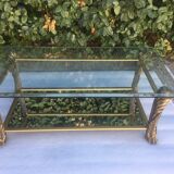 Table basse à deux plateaux verre et miroir