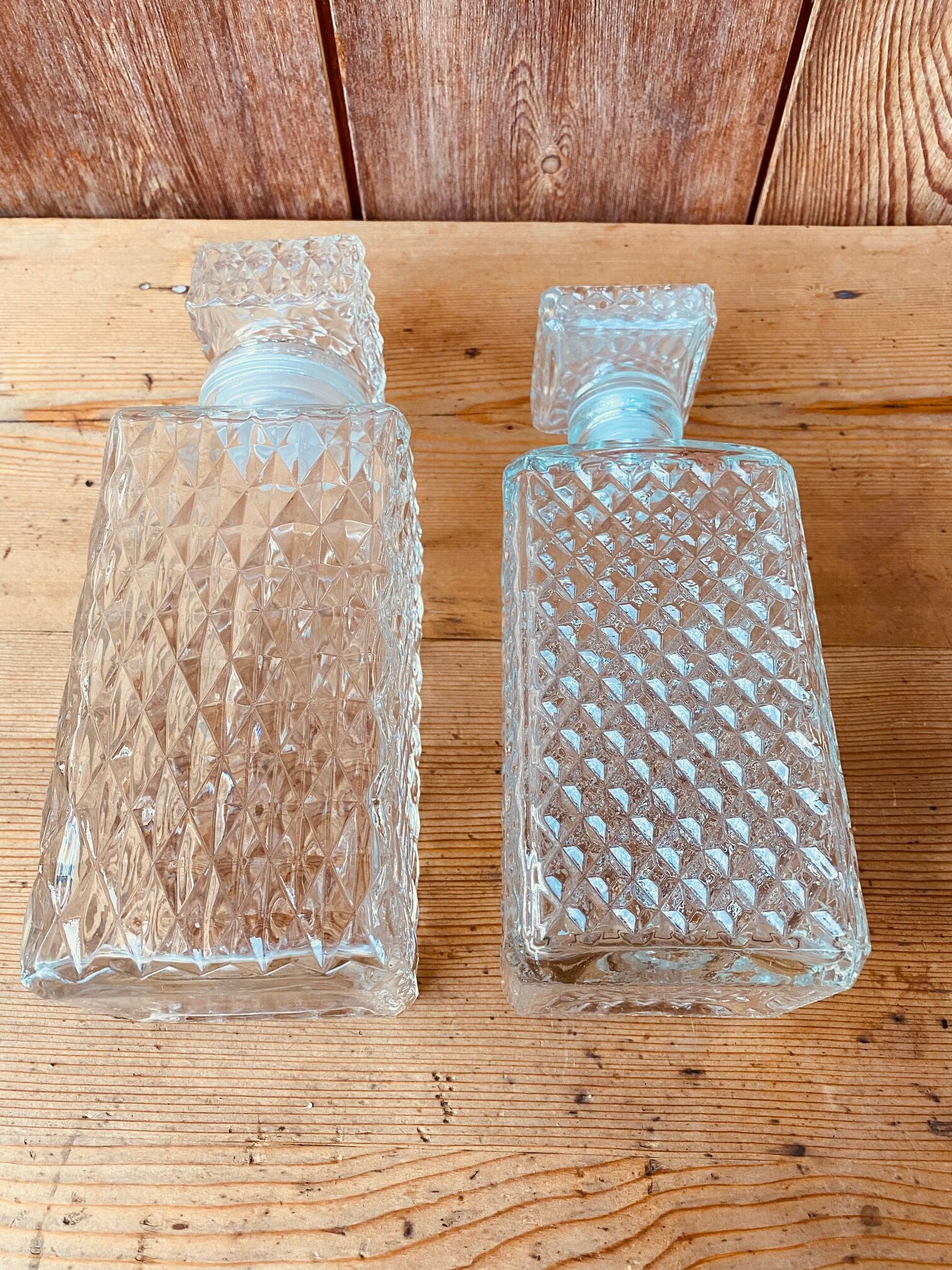 Vintage whisky decanter duo