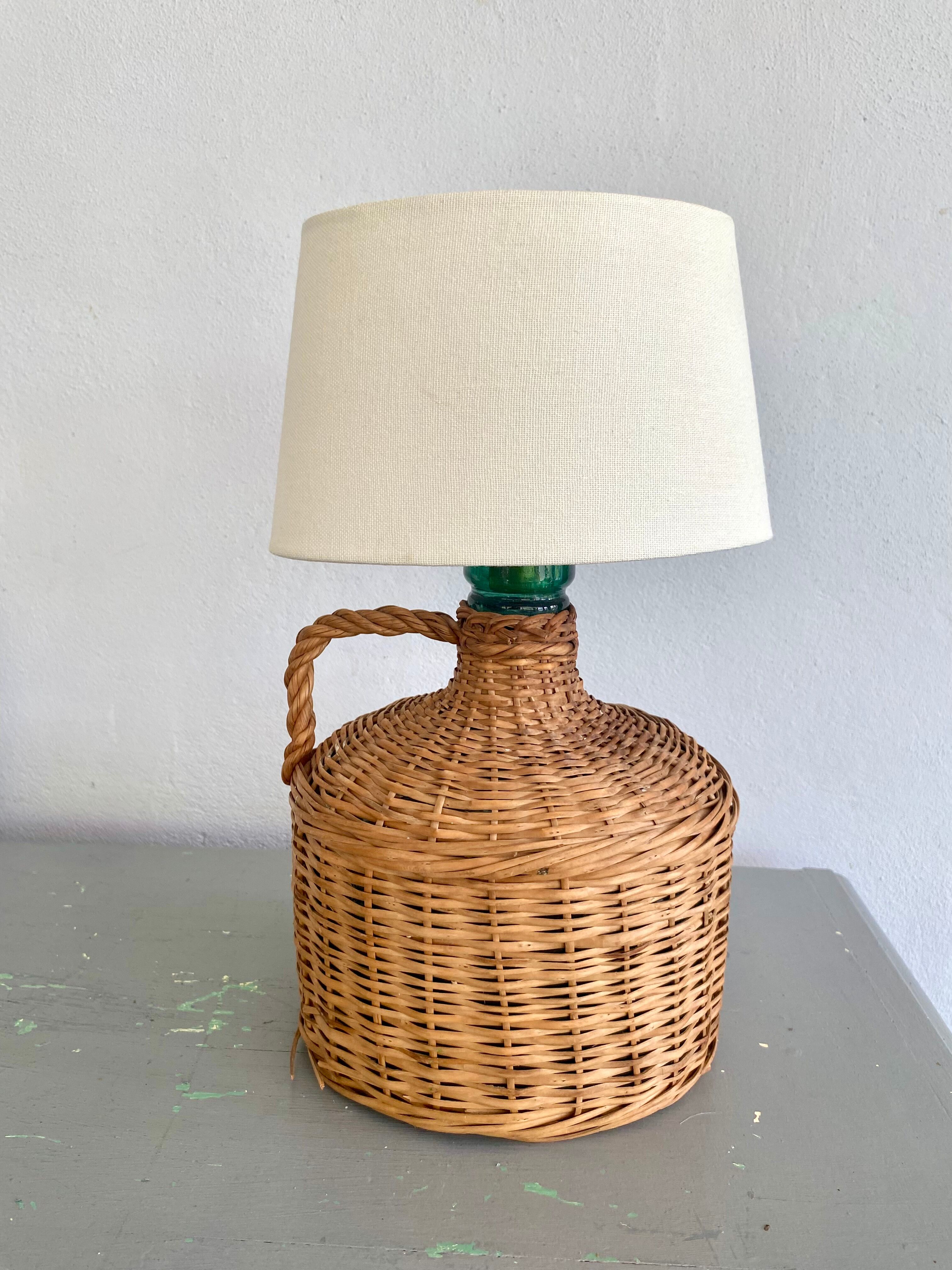 Wicker lamp, lampshade, cable 2 m fabric