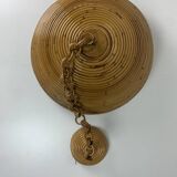 Midcentury pencil reed rattan bamboo pendant hanging lamp, Italy, 1970s