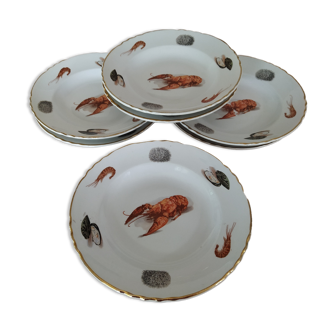 Crayfish swimming plates made of Orchies earthenware