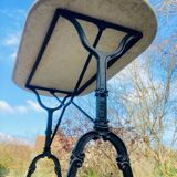 Godin bistro table in white marble and cast iron base made in france