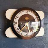 Vintage formica clock rectangular silent wall pendulum "Carrez black white"