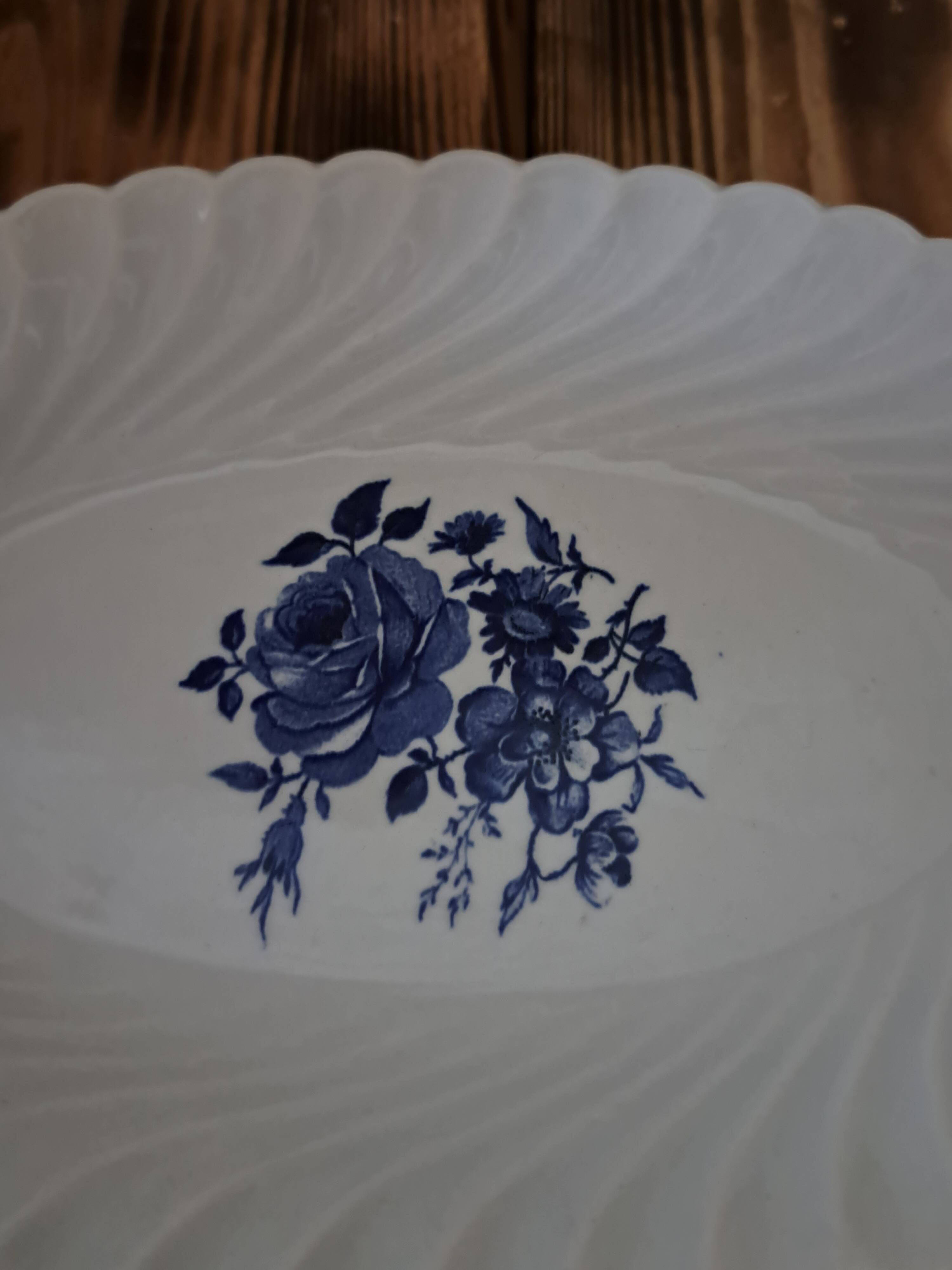 Earthenware bowl KG Luneville Badonviller blue flowers