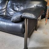 Pierluigi Cerri sofa model Pause signed Poltrona Frau in Black leather Design