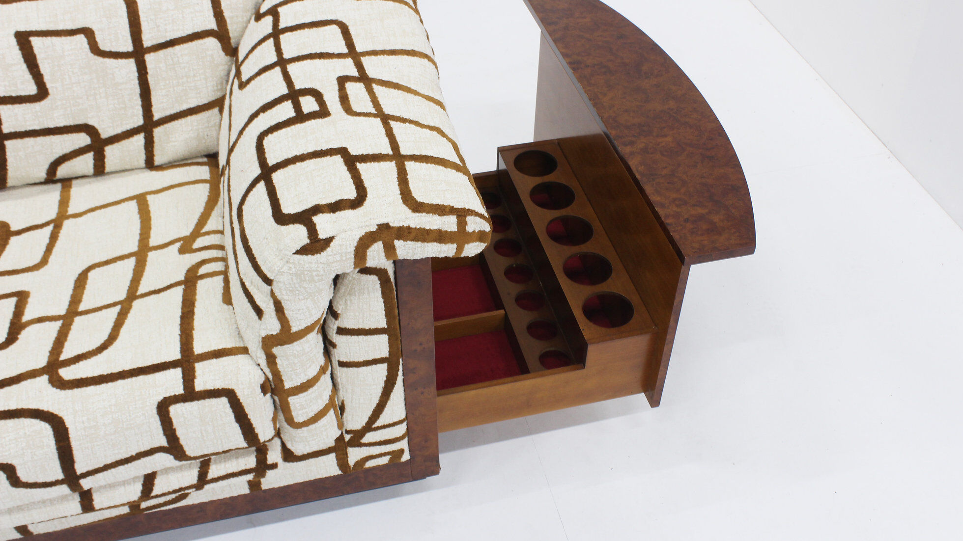 Vintage Art Deco sofa burl wood