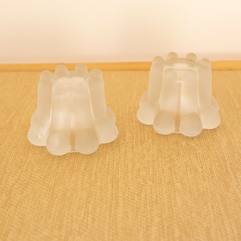 2 matte glass candle holders