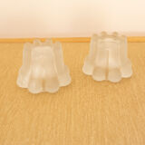 2 bougeoirs en verre mat