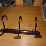 Curved wooden coat rack  3 hooks