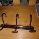 Curved wooden coat rack  3 hooks