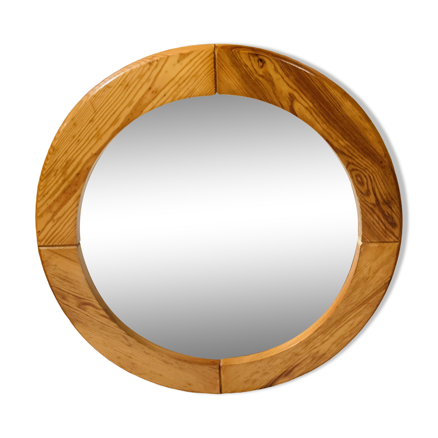 Vintage pine mirror by Glasmäster Markaryd Sweden 1970s