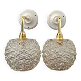 Set of chiseled glass wall sconces