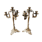 Duo of antique bronze chandeliers