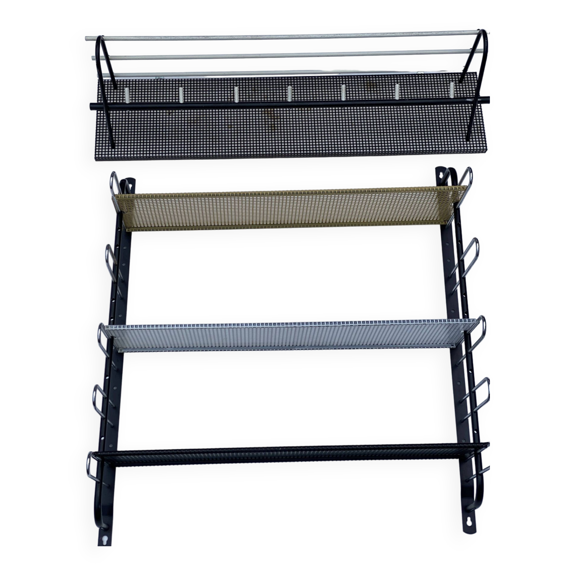 Metal Hanging Coat Rack and Wall Shelves by Pilastro