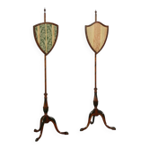 Pair of George IV standing screens in satin wood and fabric, England, 19th century.